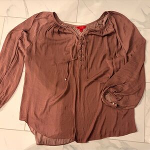 Jennifer Lopez Lace-Up Top in Dusty Pink